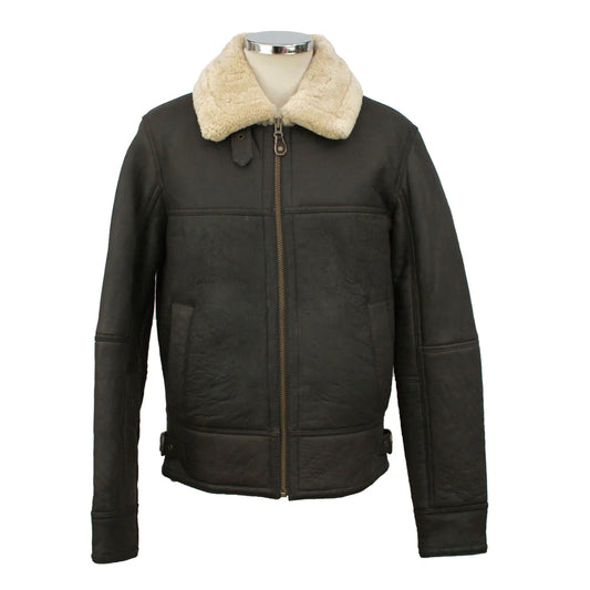 Mens Leather Aviator Jacket - Dark Brown