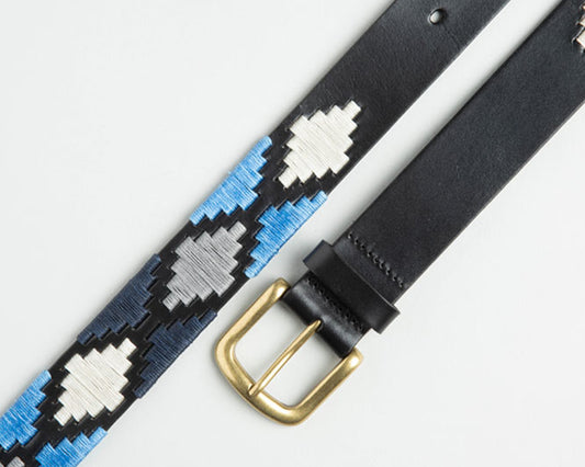 35mm Mens Polo Belt- Multi Blue/Black